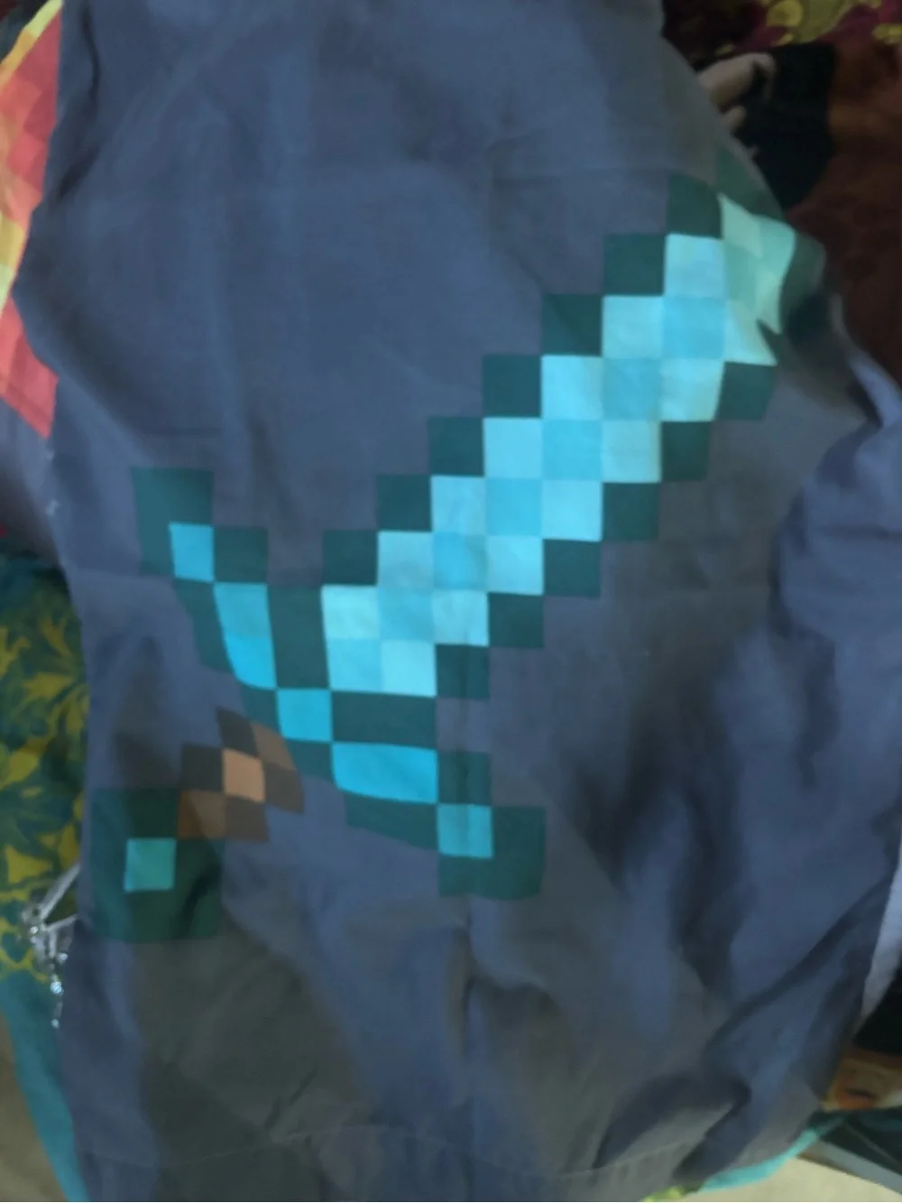 Gray Minecraft Pixel twin comforter set  reversible